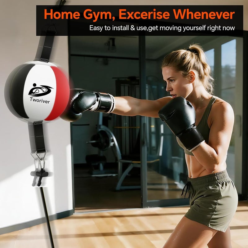 SANJOIN Double End Bag Boxing, Adjustable Cords Punching Bag Boxing Ball Speed Reflex Bags, Home Gym Punching Training Equipment Set for Reaction Agility Hand Eye Coordination, Good for Adults & Kids - Image 3